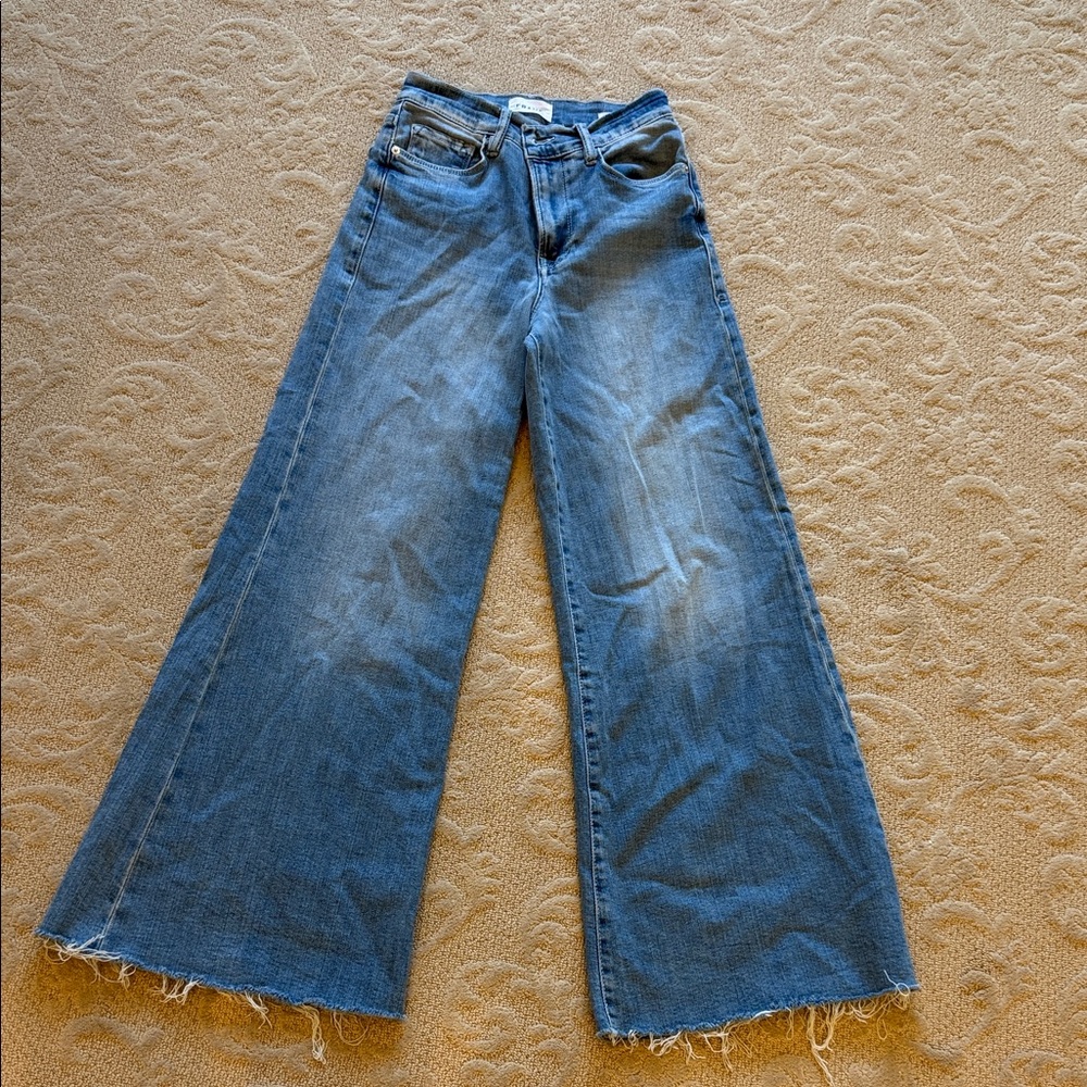Frame Denim Classic Blue Flare Jeans la Palazzo Crop
